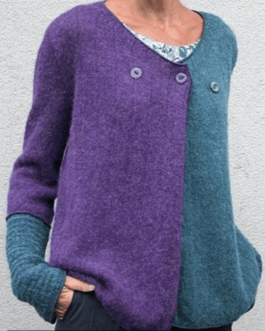 Fashion Casual Patchwork Button Sweater