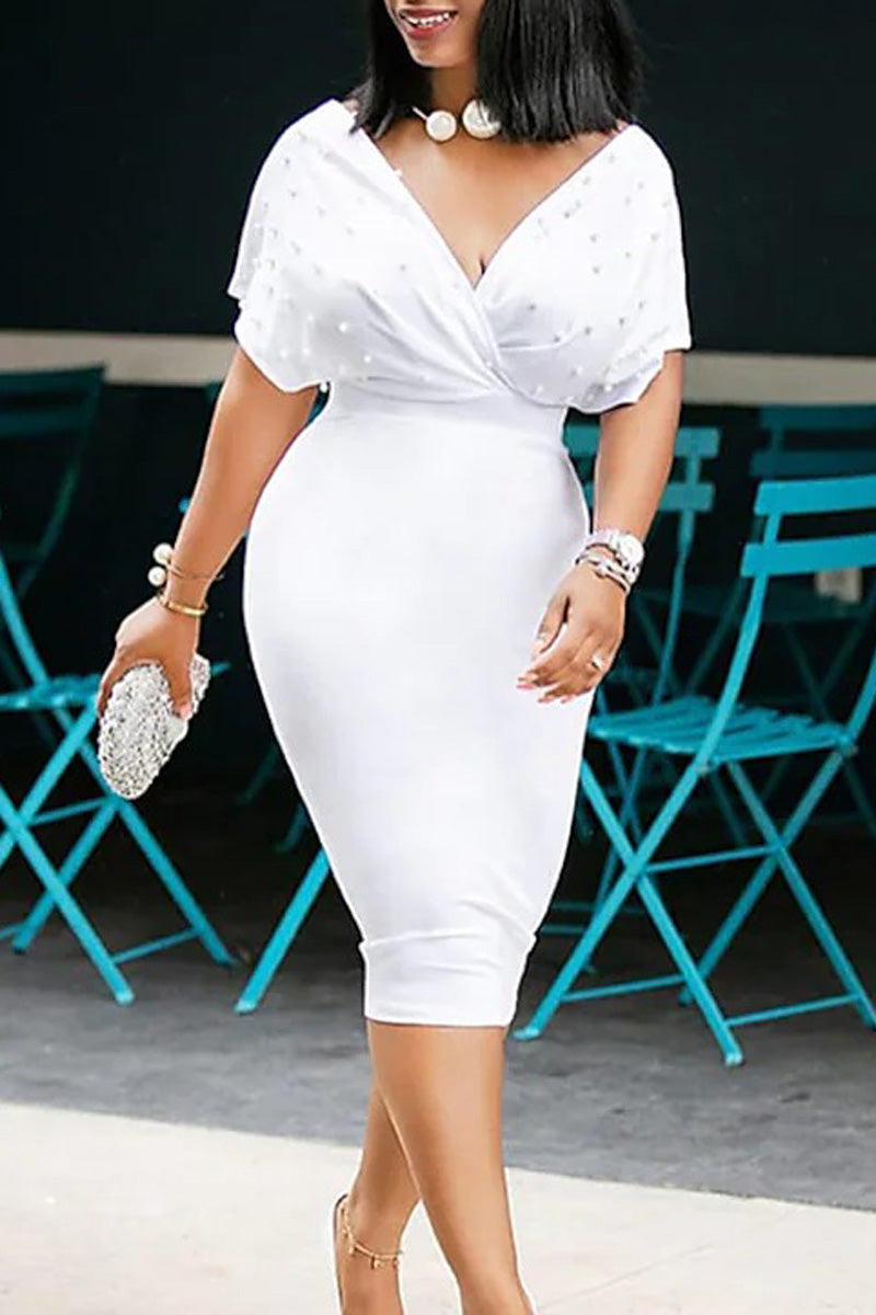 Online-clothing-plus-size-elegant-beaded-short-sleeve-midi-dress