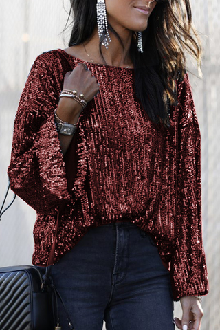 Sequin Stitching Long-Sleeved Shirt