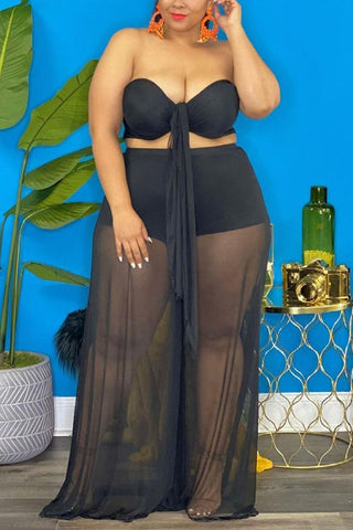 Rodress-freeshipping-see-through-plus-size-lace-up-strapless-top-pants