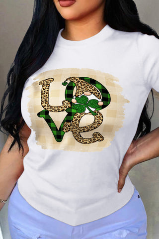 Street Party Print Patchwork O Neck T-Shirts