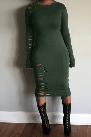 Fashion Sexy Solid Color Holes Dresses