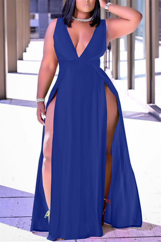Online-clothing-plus-size-high-opening-sleeveless-maxi-dresses
