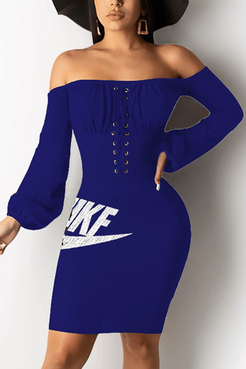 Fashion Sexy Lacing Letter Print Dresses