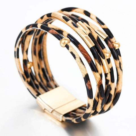 Boho Leopard Leather Bracelets