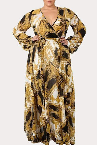 Autumn Fashion V-neck Printed Dresses