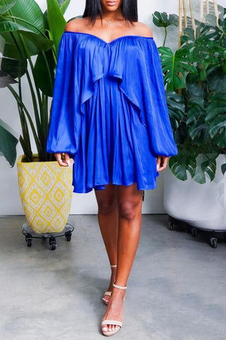 Solid Off The Shoulder Chiffon Dress