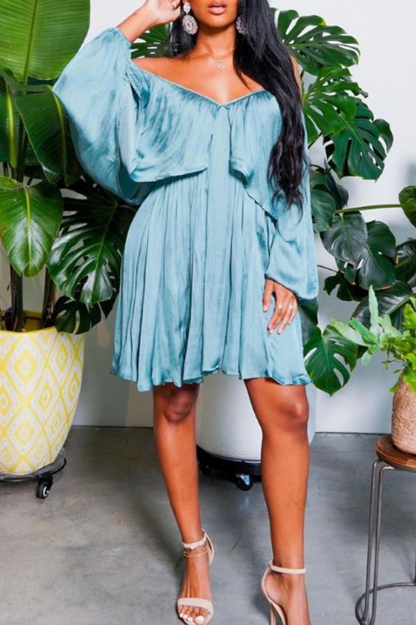 Solid Off The Shoulder Chiffon Dress