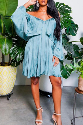 Solid Off The Shoulder Chiffon Dress