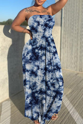 Beachy Tie Dye Bandeau Maxi Dress