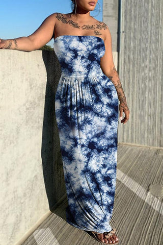 Beachy Tie Dye Bandeau Maxi Dress