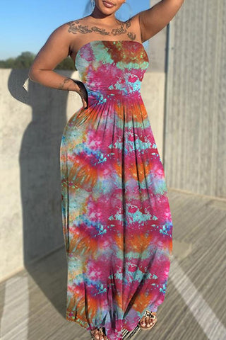 Beachy Tie Dye Bandeau Maxi Dress