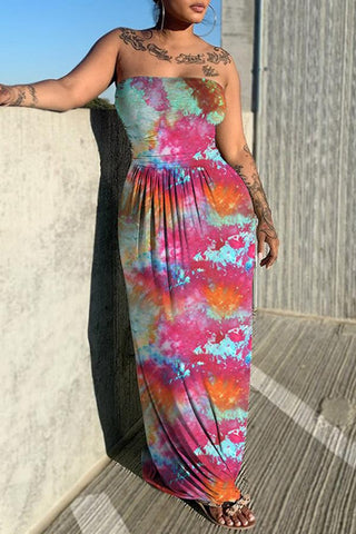 Beachy Tie Dye Bandeau Maxi Dress