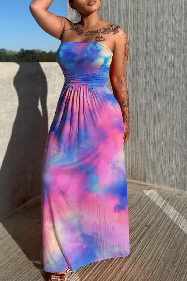Beachy Tie Dye Bandeau Maxi Dress