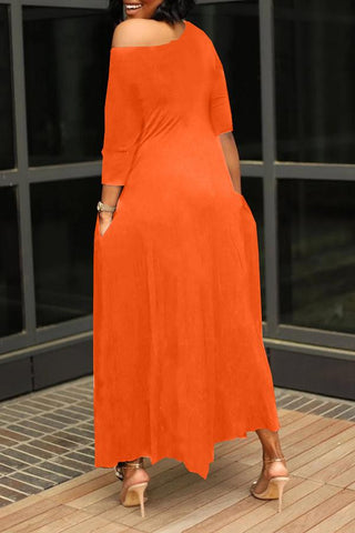 Free-shipping-online-clothing-sale-ankle-length-batwing-sleeve-casual-solid-color-oblique-collar-casual-wear-dress-01033