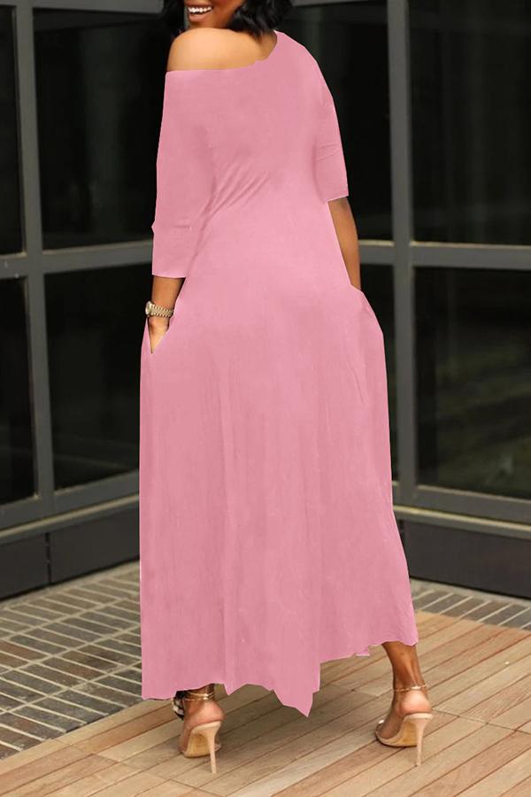 Free-shipping-online-clothing-sale-ankle-length-batwing-sleeve-casual-solid-color-oblique-collar-casual-wear-dress-01033