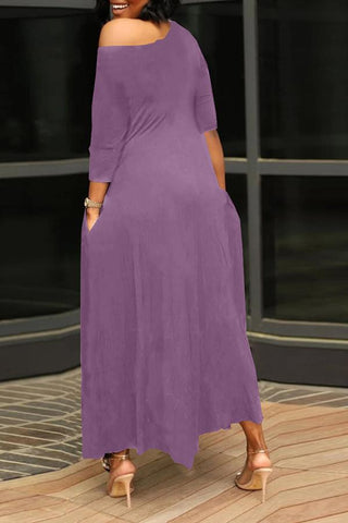 Free-shipping-online-clothing-sale-ankle-length-batwing-sleeve-casual-solid-color-oblique-collar-casual-wear-dress-01033