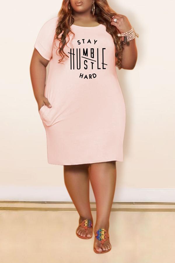 Free-shipping-online-clothing-sale-plus-size-short-sleeve-casual-slogan-round-neck-casual-wear-dress-01181