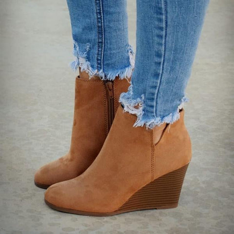Side Slit Wedge Booties