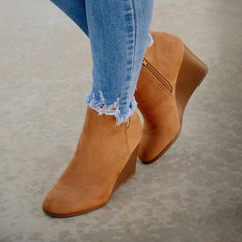 Side Slit Wedge Booties