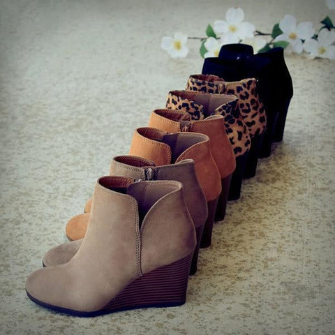 Side Slit Wedge Booties
