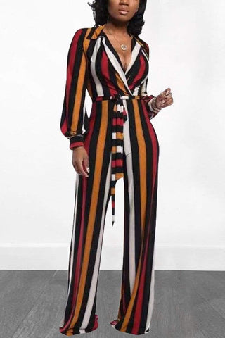 Fashion Striped Printing Jumpsuit