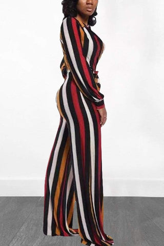 Fashion Striped Printing Jumpsuit