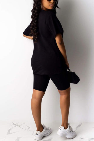 Fashion Printing Short Sleeve Shorts Set