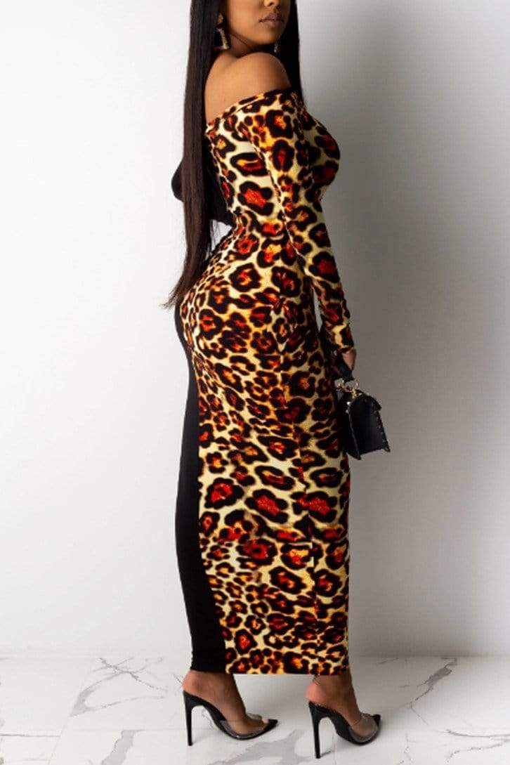 Sexy Leopard Printing Stitching Dress