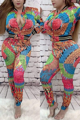 Fashion Printing Zipper Two-piece