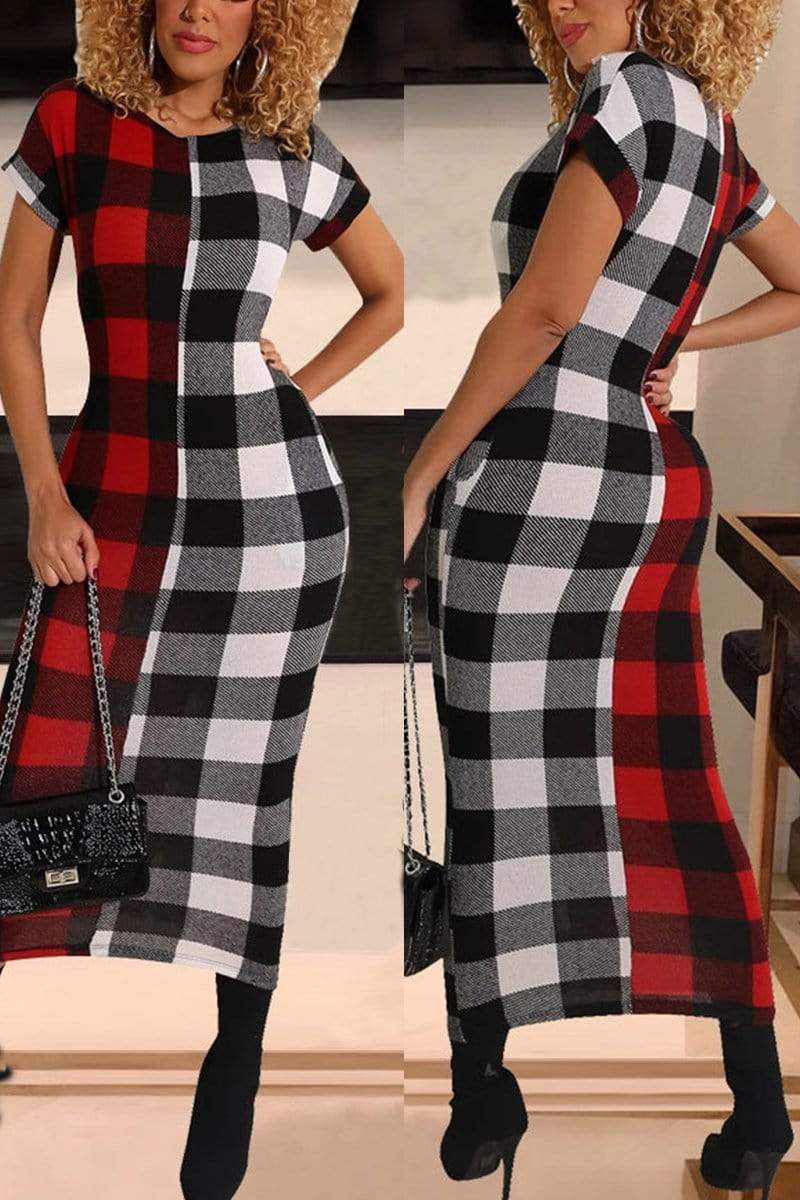 Fashion Printing Irregular Stitching Dress