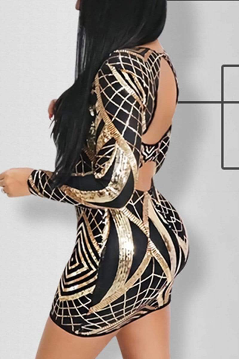 Sexy Slim Sequined Print Dress