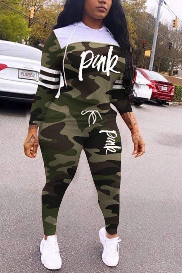 Fashion Camouflage Printing Hooded Suit