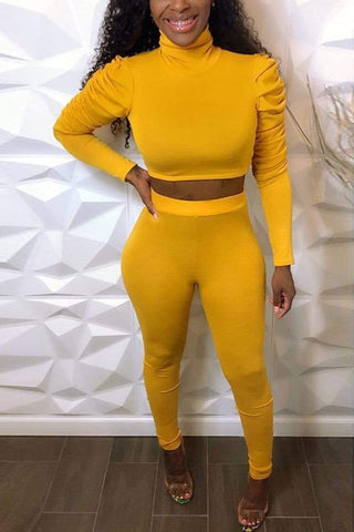 Casual Pure Color Two Piece