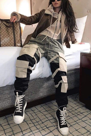 Fashion Casual Printing Stitching Trousers