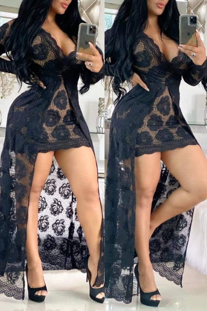 Sexy Long Sleeve  Lace Dress