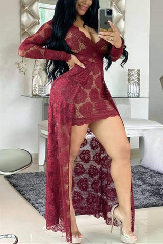 Sexy Long Sleeve  Lace Dress