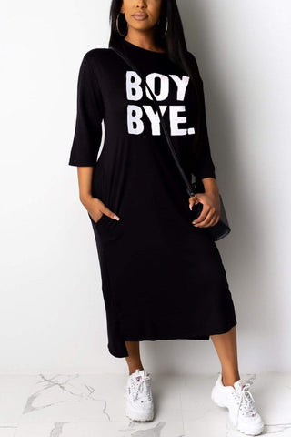 Casual Loose Letter Printing Dress