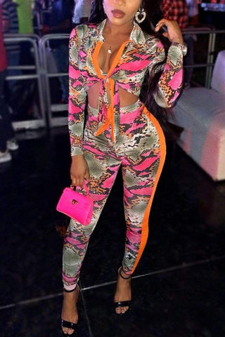 Fashion Printing Multicolor Two Piece