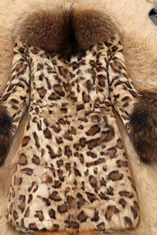 Fashion Patchwork Print Leopard Coat