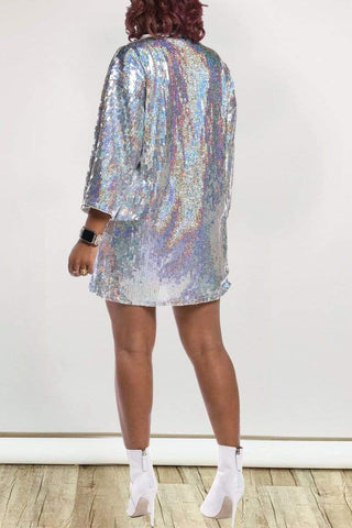 Fashion Letter Print Sequined Dress