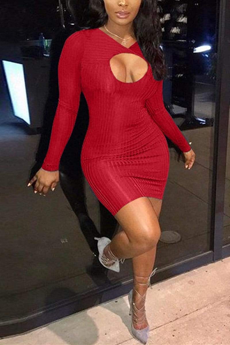 Sexy Long Sleeve Cutout Dress