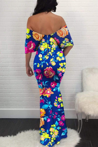 Fashion Print Off Shoulder Dress