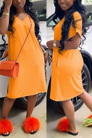 Casual Loose Solid Color Dress