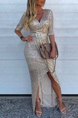 Sexy Long Sleeve Sequin Dress