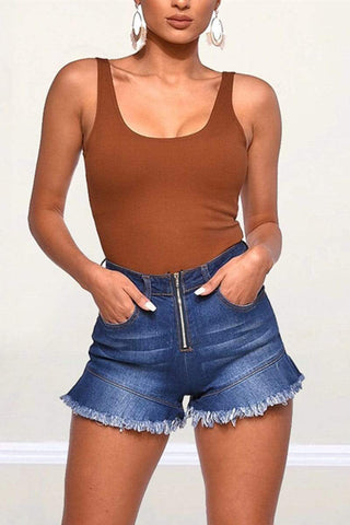 Fashion Tassel Design Denim Shorts