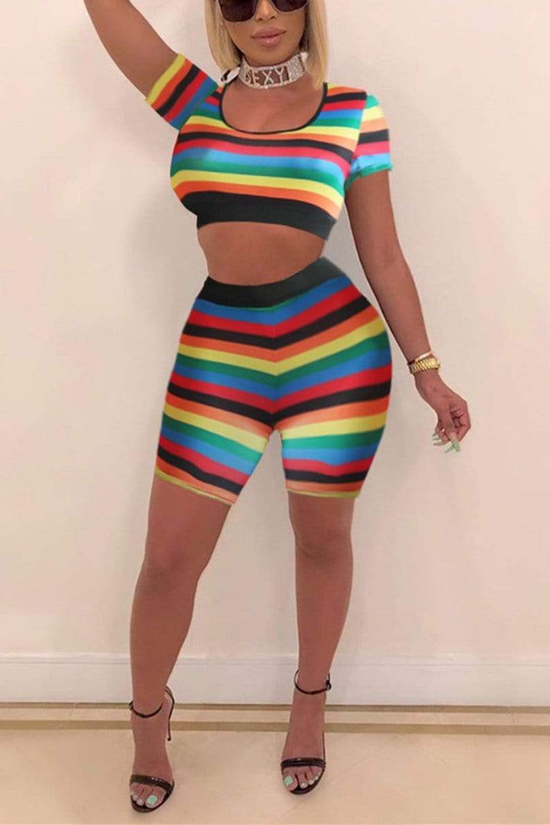 Fashion Rainbow Striped Multicolor Set