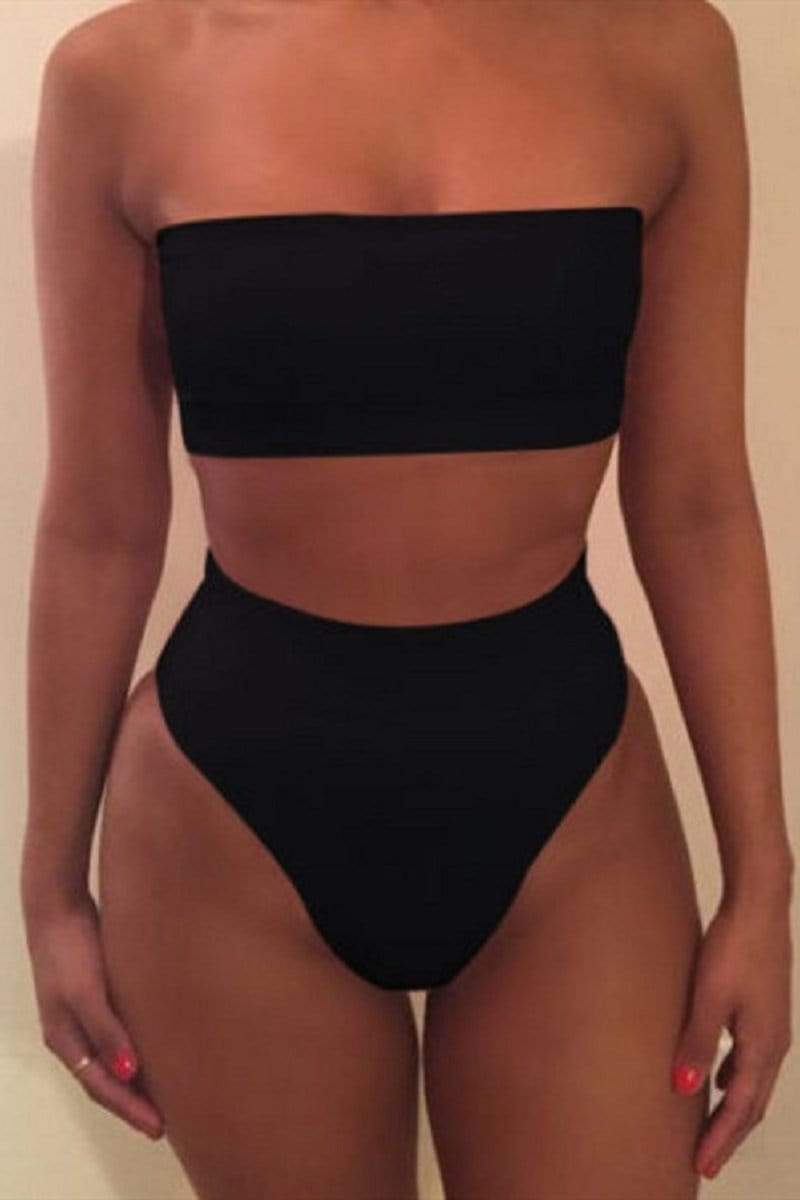 Sexy Solid Color Swimsuit Set