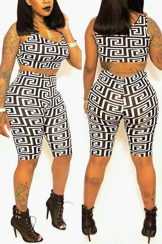 Sexy Fashion Print Two Piece