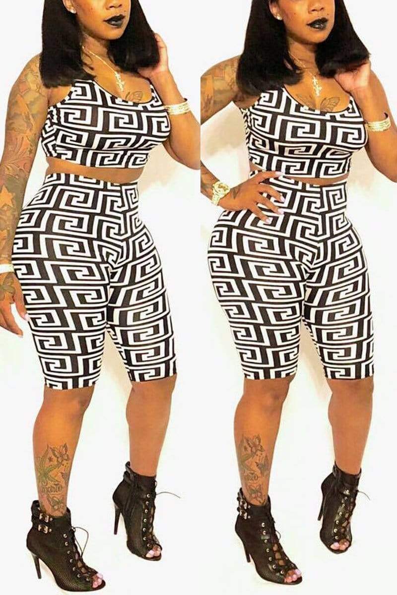 Sexy Fashion Print Two Piece